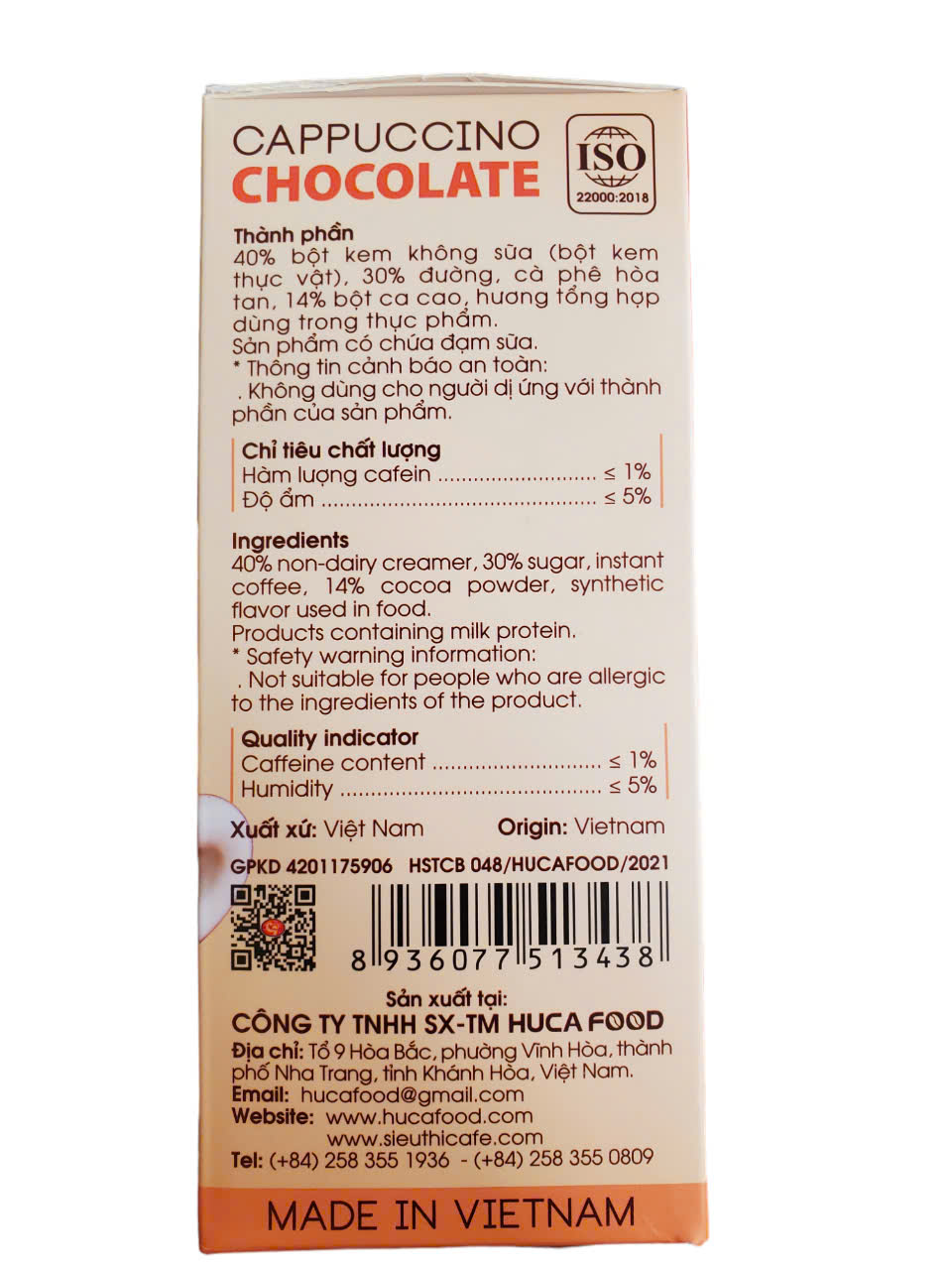 CAPPUCCINO CHOCOLATE - INSTANT COFFEE - PRODUCT FROM VIETNAM