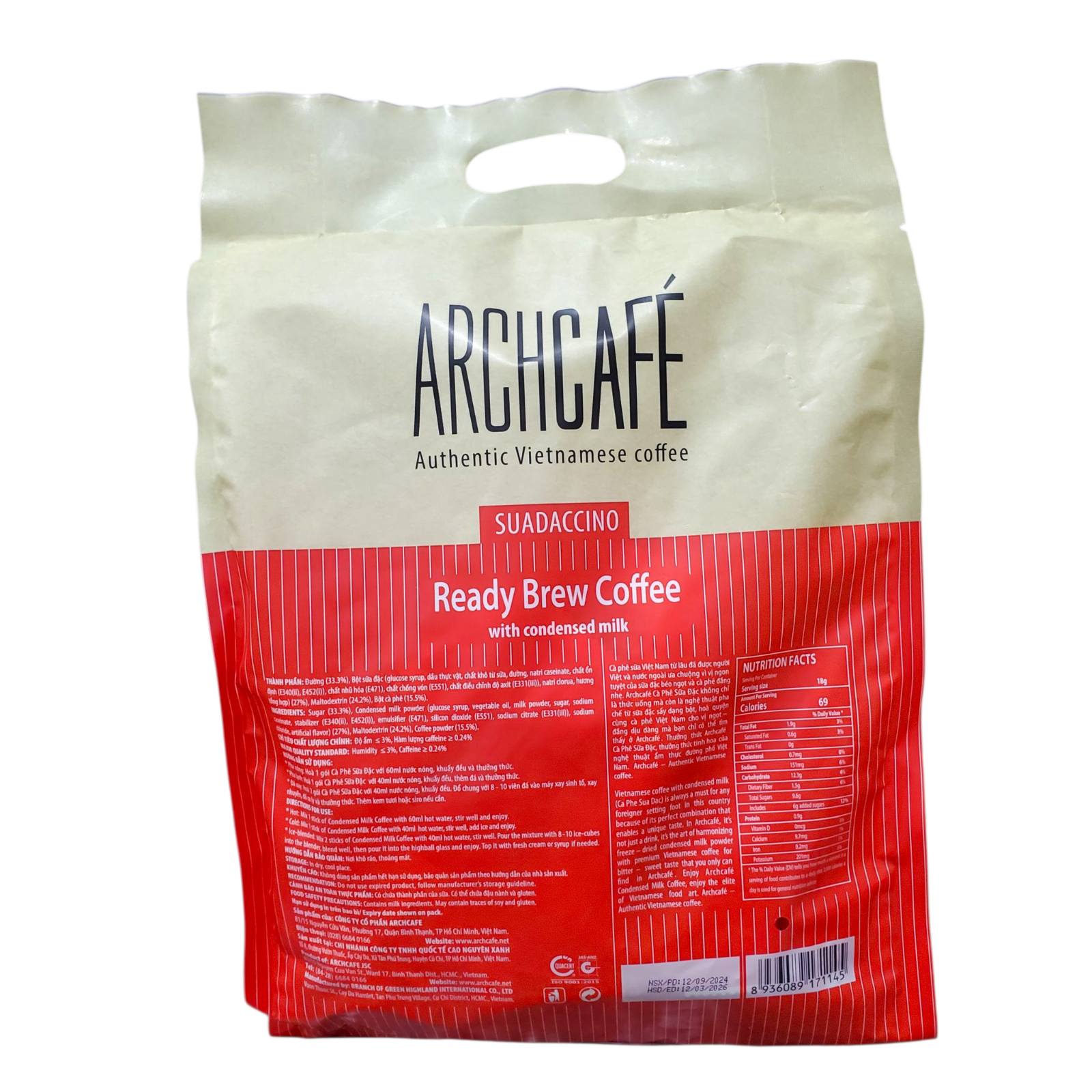 ARCHCAFE: READY BREW COFFEE WITH CONDENSED MILK - BAG OF 50 STICKS